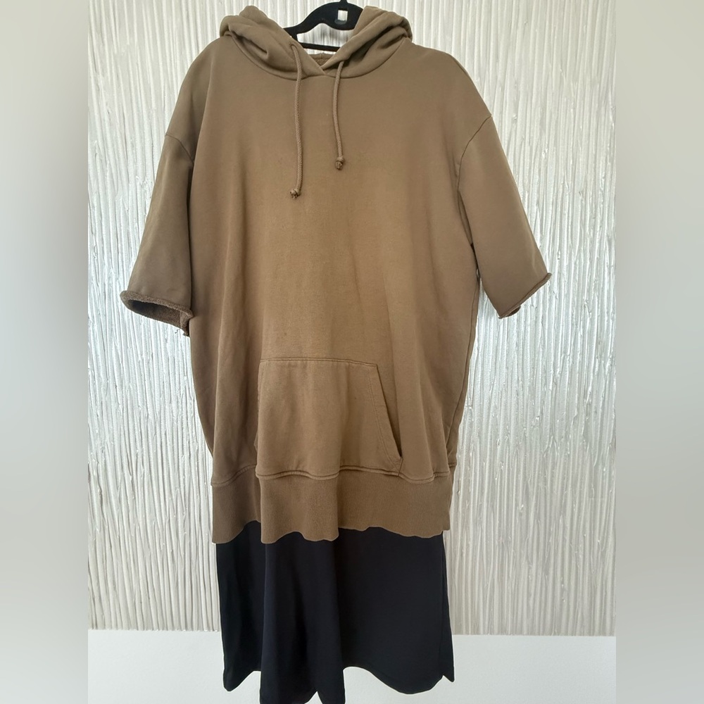 MM6 - Maison Margiela Short Sleeve Layered Hoodie Sweatshirt Dress